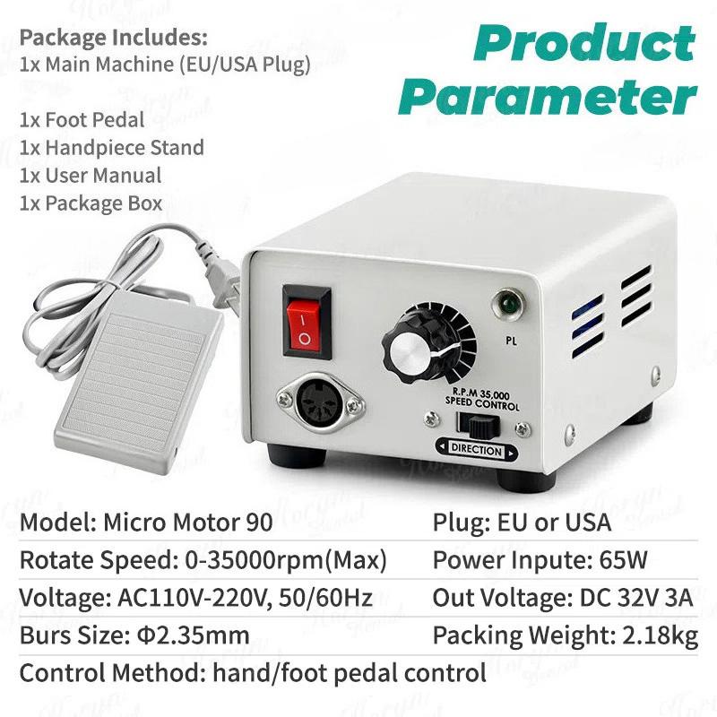 65W Dental Micro Motor Portable Micromotor Dental Polishing Machine Lab Equipment Dentist Nail Drills Tools