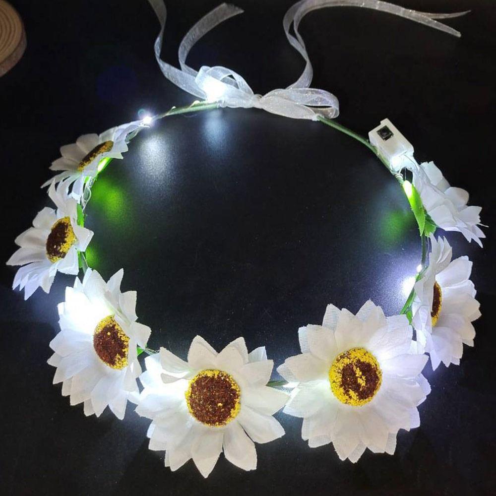 Cerchietto Luminoso LED Corona di Halloween Fiori Illuminati Fascia per Capelli Decorazione per Feste di Natale
