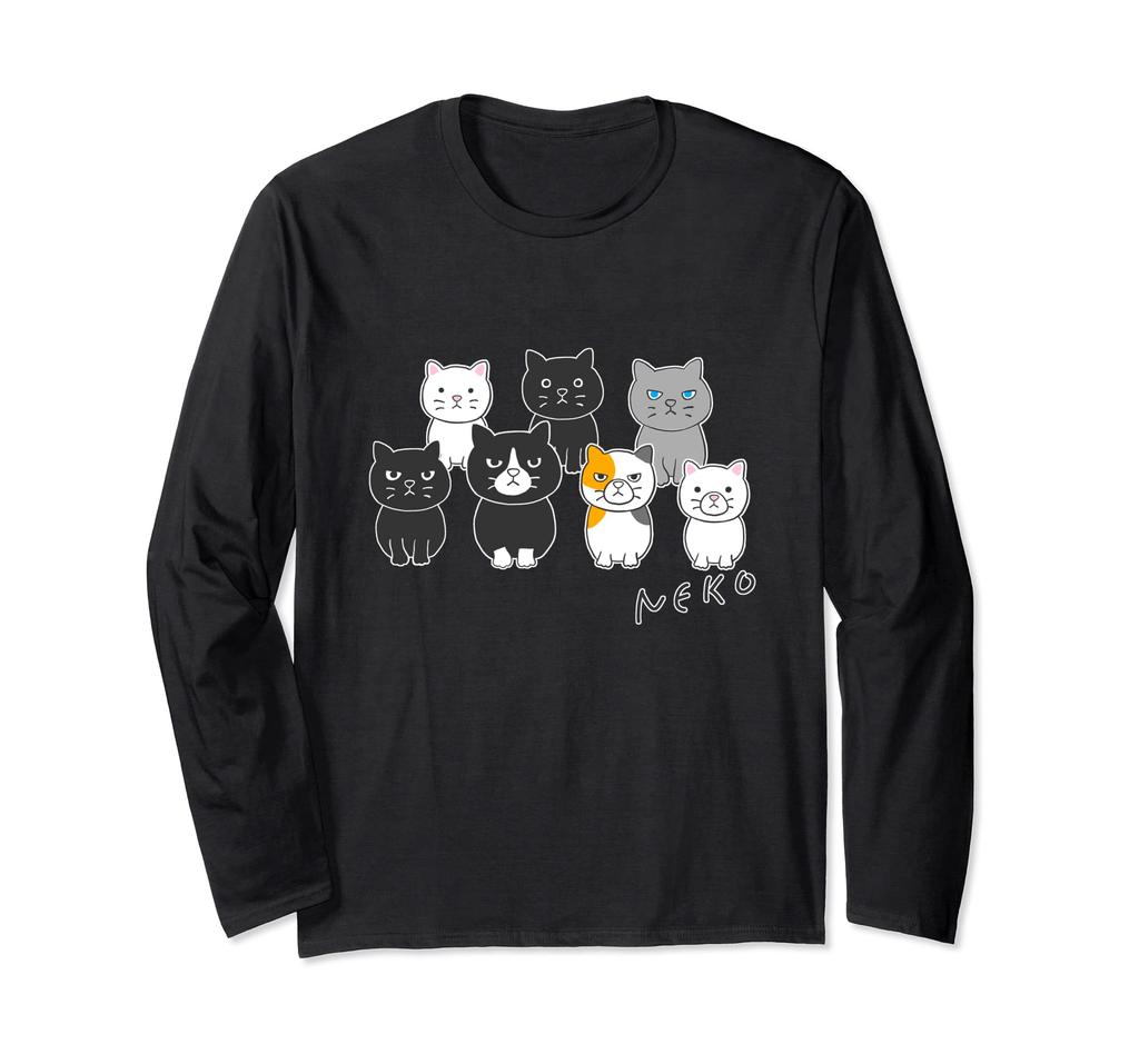 Cat Black Cat Calico Cat White Cat Neko Fukigen Cat Animal Illustration Long Sleeve "Uchinonekodoko" [Animal Friends] T-Shirt