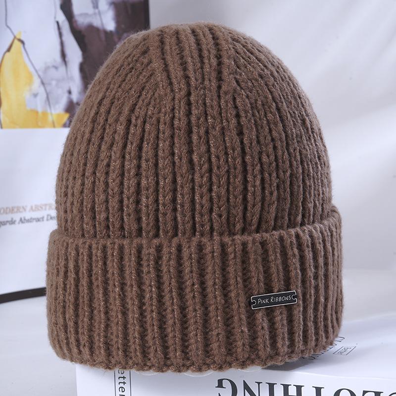 Women's Winter Warm Knitted Hat Korean Style Versatile Big Head Circumference Showing Face Small Windproof Ear Protection Wool Hat