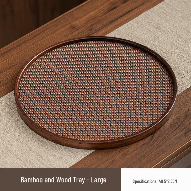 Retro Walnut Round Serving Tray