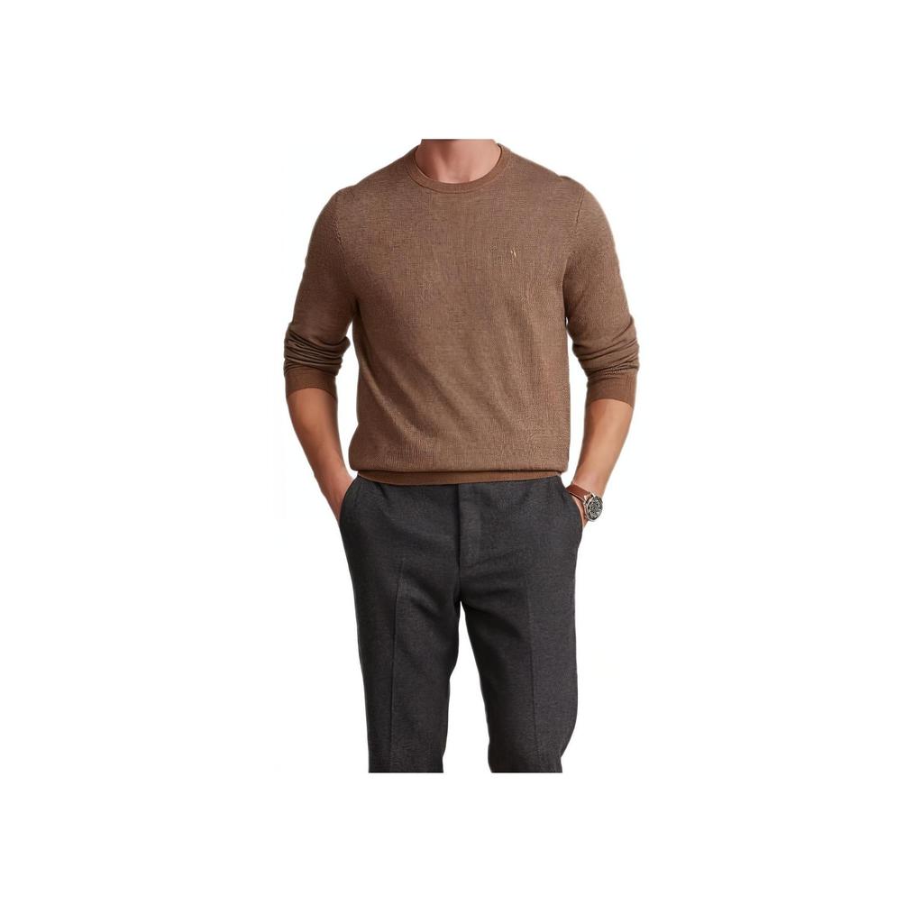 Polo Ralph Lauren Small Pony Logo Embroidered Crew Neck Knit Sweater Men Sweater Dark-Camel MNPOSWE16820803-201