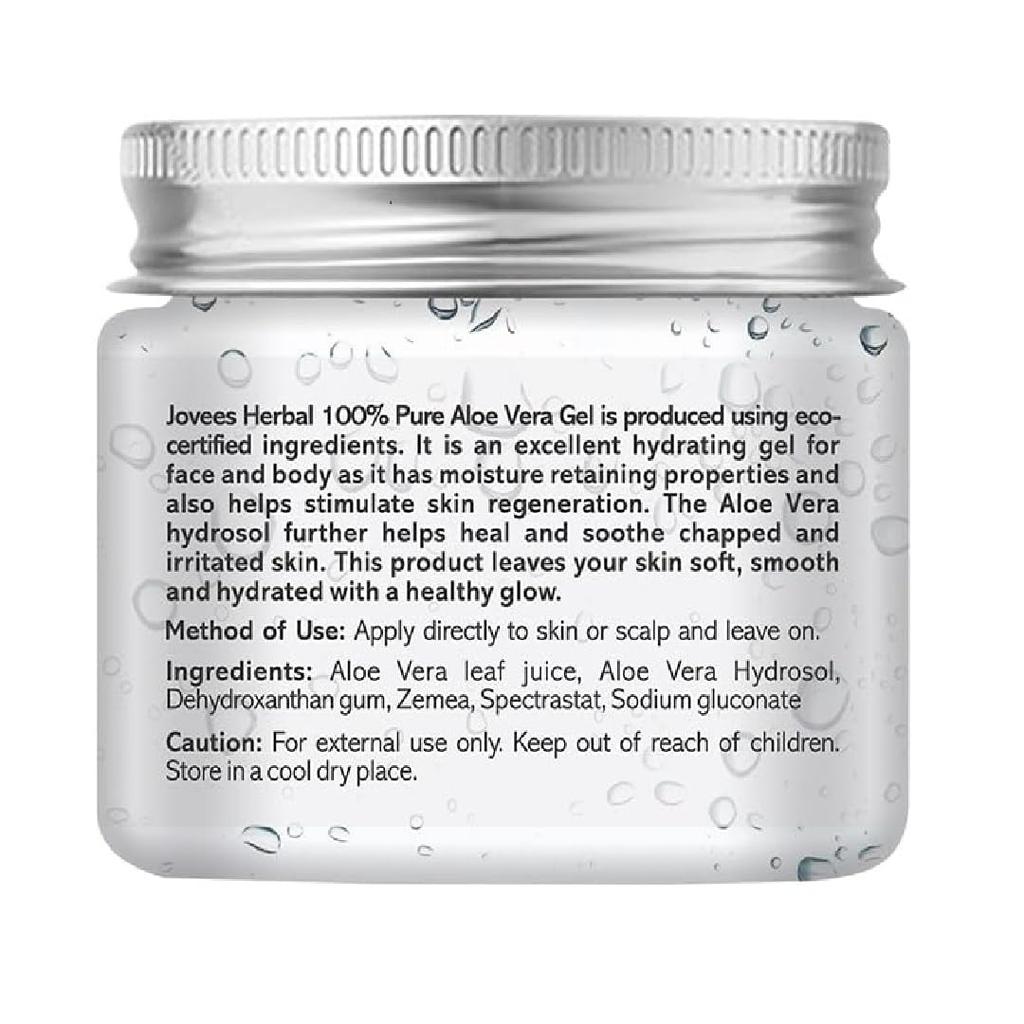Jovees Herbal 100% Pure Aloe Vera Gel 200gm Pack for Face Hair Hydration Soothing Anti-Aging Skin Care