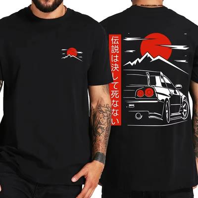 Pánské ležérní tričko v japonském stylu s potiskem na zádech, noste originální oversized top ze 100% bavlny, pánské tričko