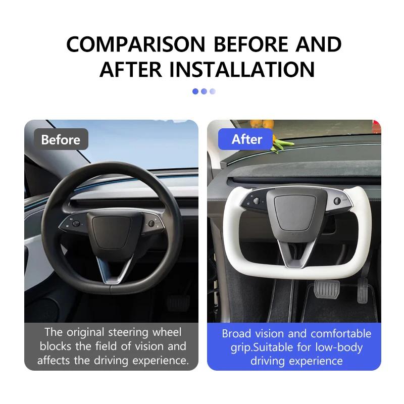 Nappa Leather Heated Steering Wheel Handle for Tesla Model Y Juniper 2025+ Personalized Racing Custom Steering Wheel Accessories
