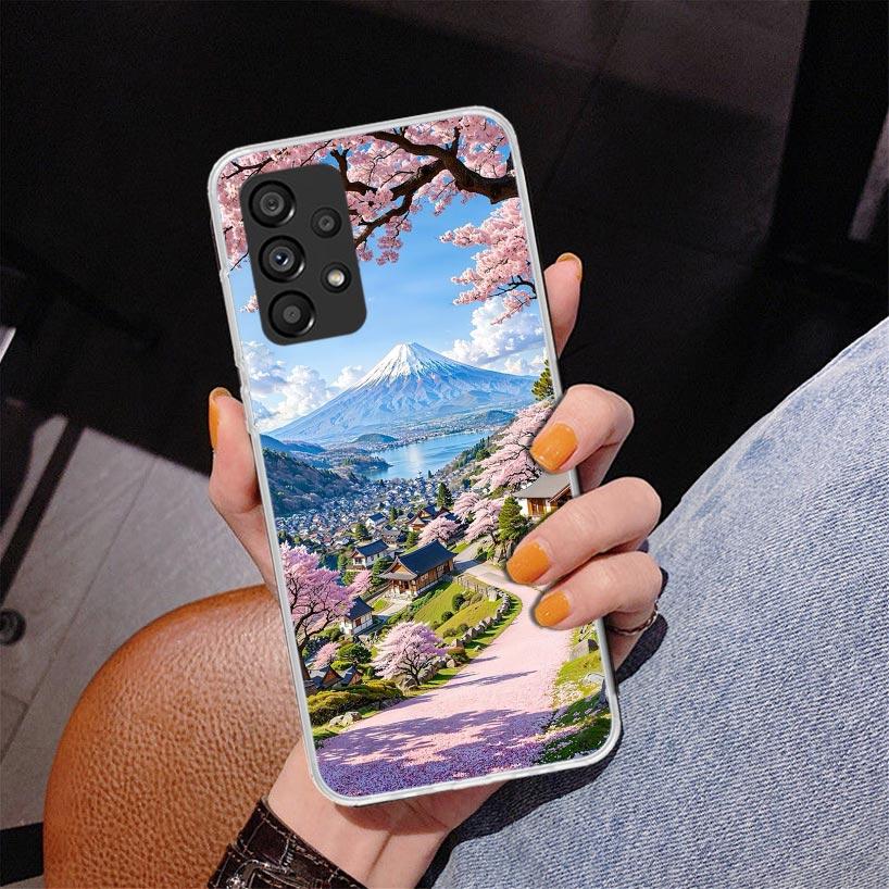Japanische Kirschblüte Mount Fuji Handyhülle Für Samsung Galaxy A52 A32 A22 A12 A51 A31 A50S A30S A20S A10S Note 20 Ultra 10 Plus S10 A