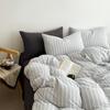 Extremely Home~ Simple Wind Striped Bed, Washed Cotton Sheet Quilt Cover Sheet Dormitory