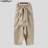 INCERUN Men Twisted Elastic Waist Ruffled Layers Casual Long Pants Trousers