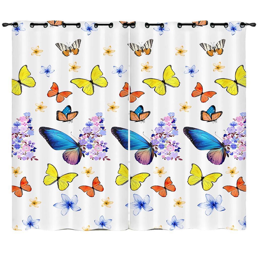 Curtain Butterfly Specimen Illustration Sunshade 3D Digital Printing Blackout Curtain Non-Punching Bedroom