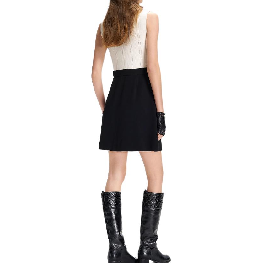 Karl Lagerfeld Color Block A-Line Sleeveless Dress Women Dresses Black White M21E1314