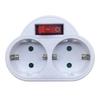 German-Style Euro Plug Socket with Switch: 2-Pin to 1-in-2 Power Converter
