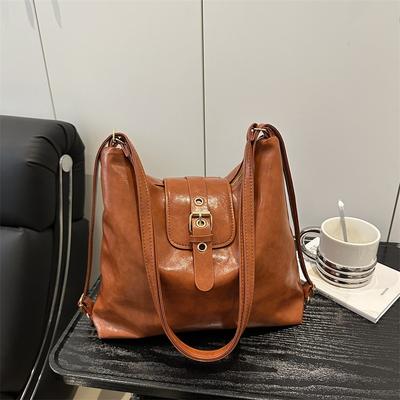 Casual Retro Summer New Retro Solid Color Popular Large Capacity Shoulder Underarm Backpack Women's Bag
