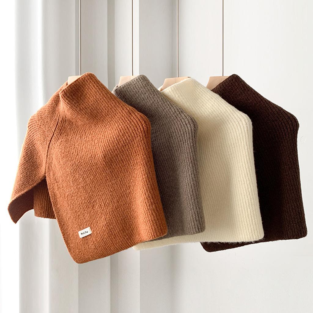 Warm Fashion Shawl Slit Turtleneck Women Winter Scarf Shoulder Wrap Thickened Solid Color Oversized Capelet Ponchos