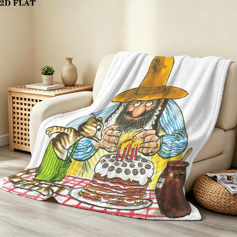 Couverture en Flanelle Pettson Findus, Haute qualité, Confortable pour Toutes les Saisons, Décoration d'Intérieur, Chaleur et Confort, Parfait pour les Cadeaux de Noël