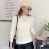 Beaded Bottom Shirt Women's Loose Spring Half High Neck Sweater Long Sleeve Top