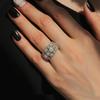 925 Sterling Silver Sparkling Crystal Rings for Women Hollow Out Designed Trendy Female Accessories Wedding Jewelry