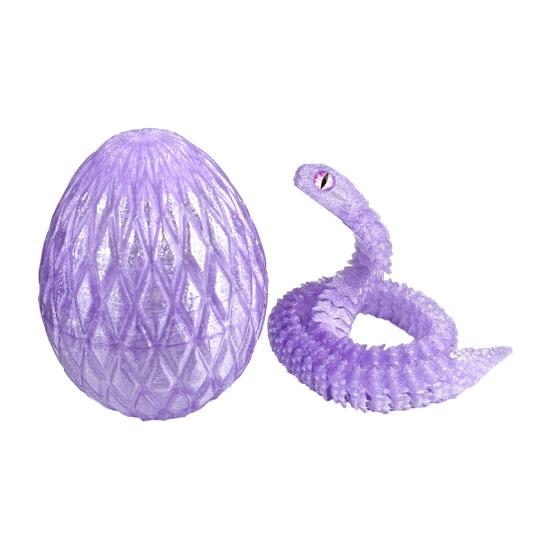 3D Printed Snake Egg Figurine Movable Joints Snake Figure Desk Fidget Toy Egg with Articulated Snake Inside Decoration Ornament