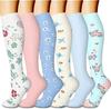 6 Pairs Mid Calf Compression Socks Sports Hiking Basketball Office Worker Calf Protection Stockings Varicose Vein Nurse Socks