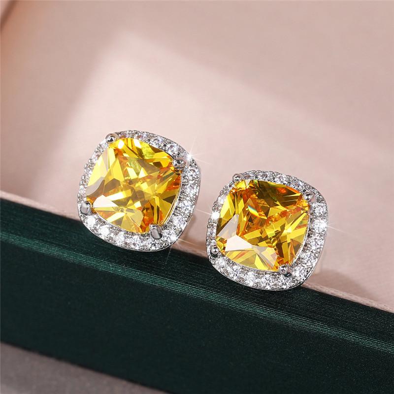 Sterling  CZ Stud Earrings for Women Fashion Contracted Jewelry High Quality Wedding Engagement Earrings