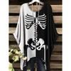 Damen T-Shirt Gothic Stil Bohemian Totenkopf Druck Locker Unregelmäßiger Saum Rundhalsausschnitt Kurzarm Shirt Oversize Y2k Sommerkleidung