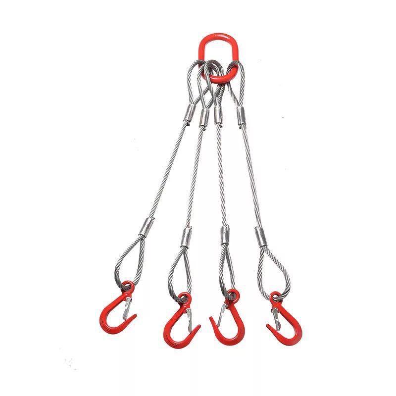 Wire Rope Sling Variants: Pressed Wire Rope, Lifting Hook, Two-Leg, Three-Leg, Four-Leg.
