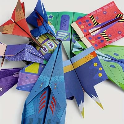 Kit de jouets avion en papier origami coloré 12 styles 36 feuilles bricolage avions en papier 3D jouets artisanaux pour enfants cadeau créatif fait main