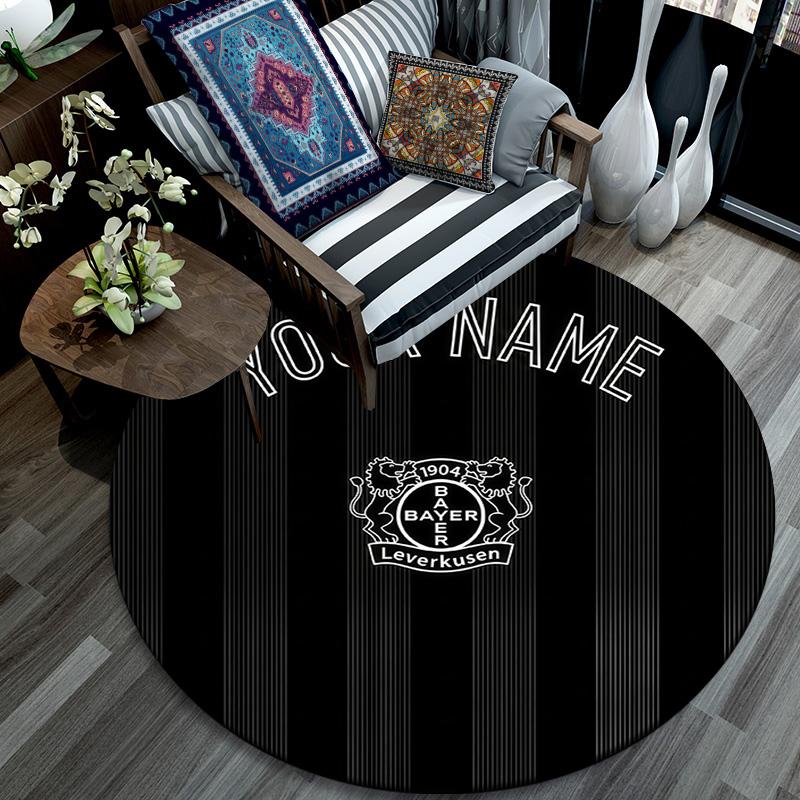 Custom Name Bayer Leverkusen Round Area Rug,Carpet Rug for Living Room Bedroom Sofa Playroom Decor,Non-slip Floor Mat