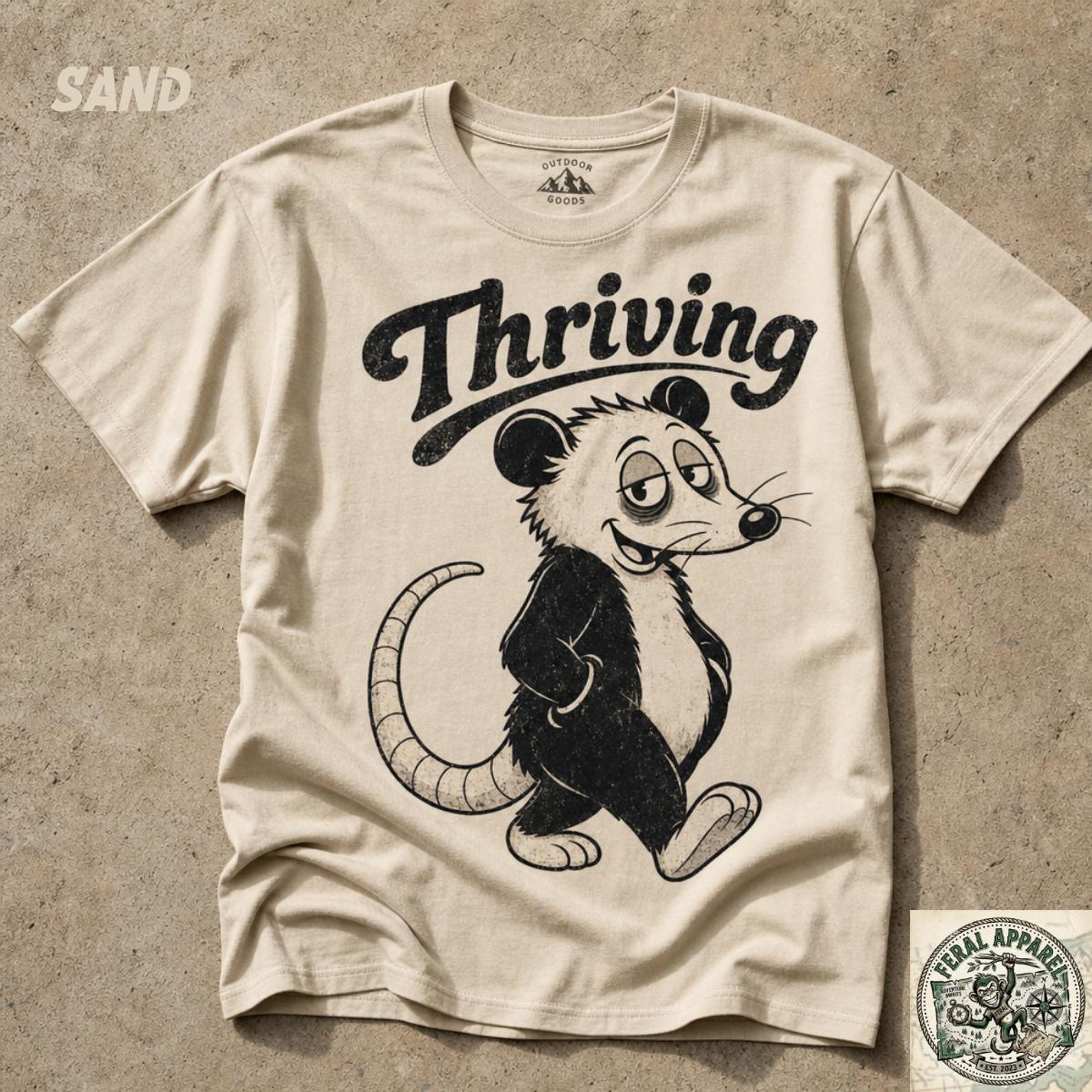 Vintage Cartoon Possum Graphic Shirt Silly Animal Unisex Tshirt Nature Lover S