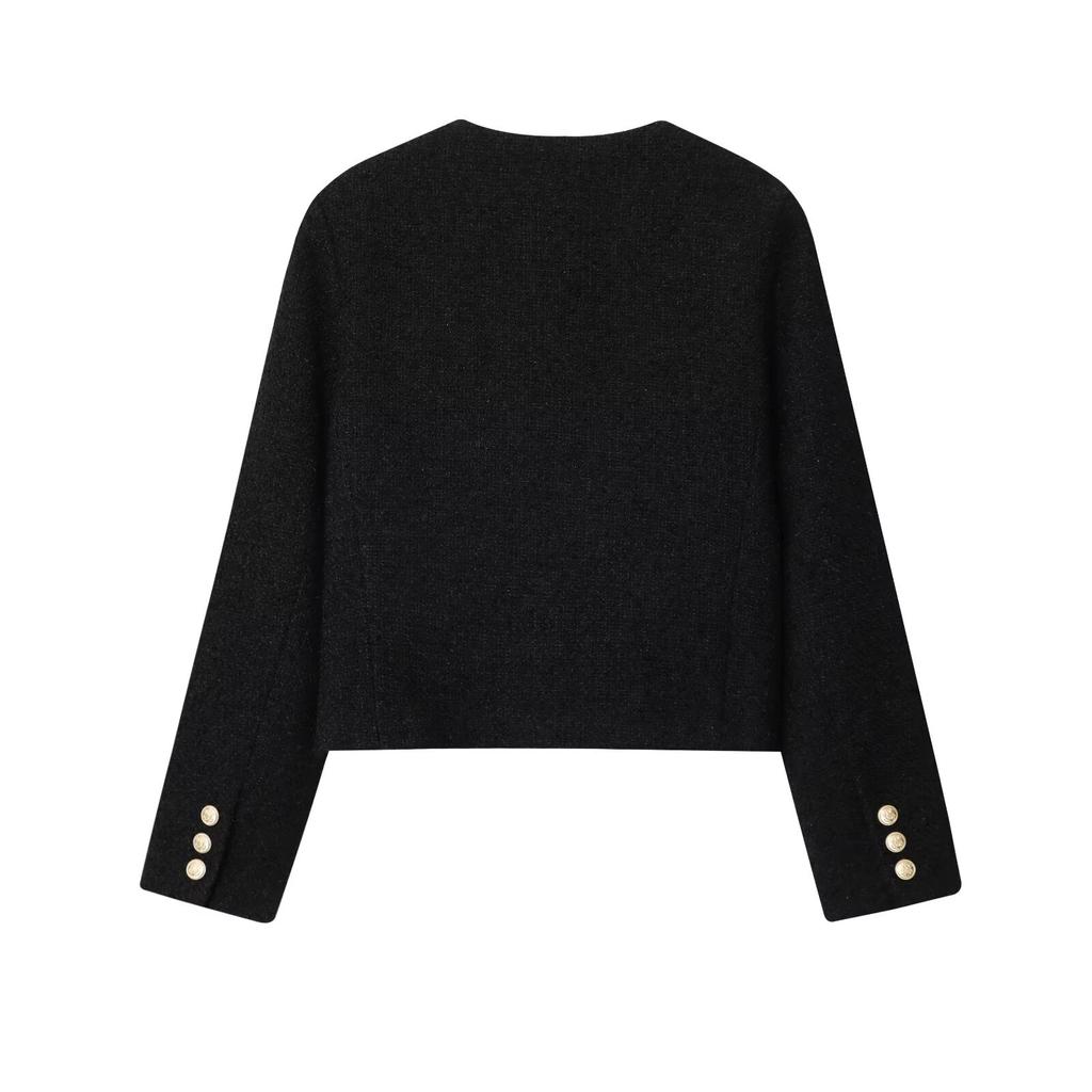 Women'S Fashion Casual French Fragrant Metal Buckle Tweed Jacket