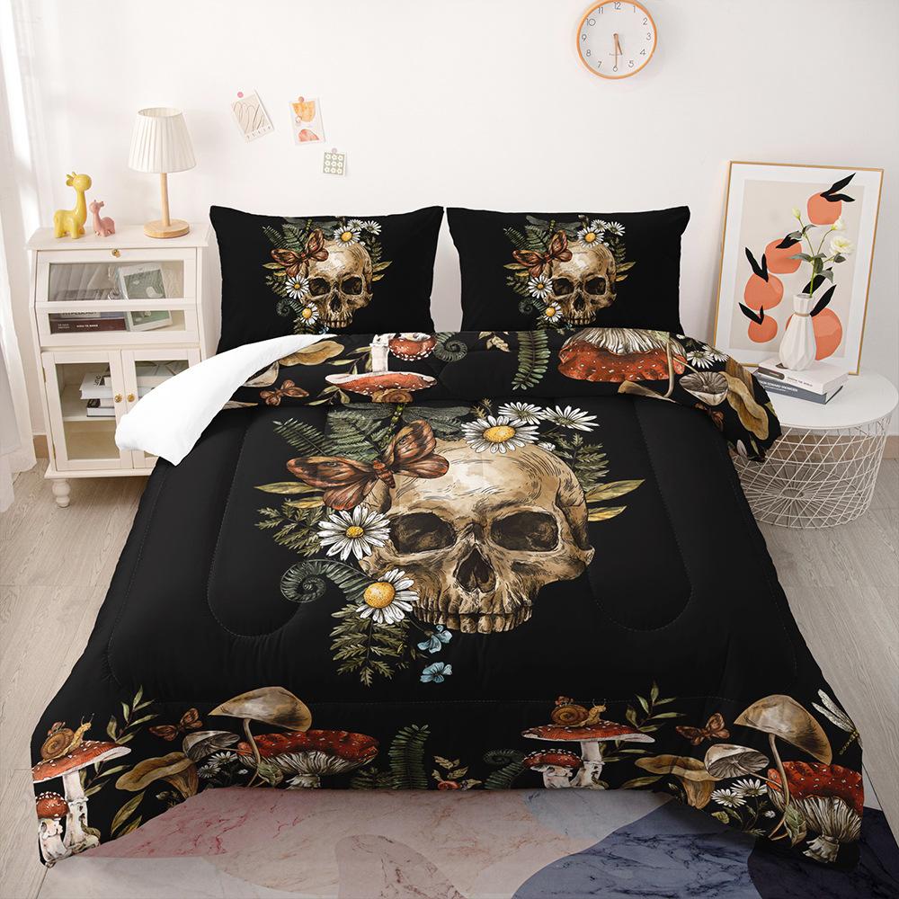 Gothic Style Bedding Set Rose Skull 3D Print Polyester Duvet Cover Single Twin Queen King Size for Home Decoration Birthday Gift