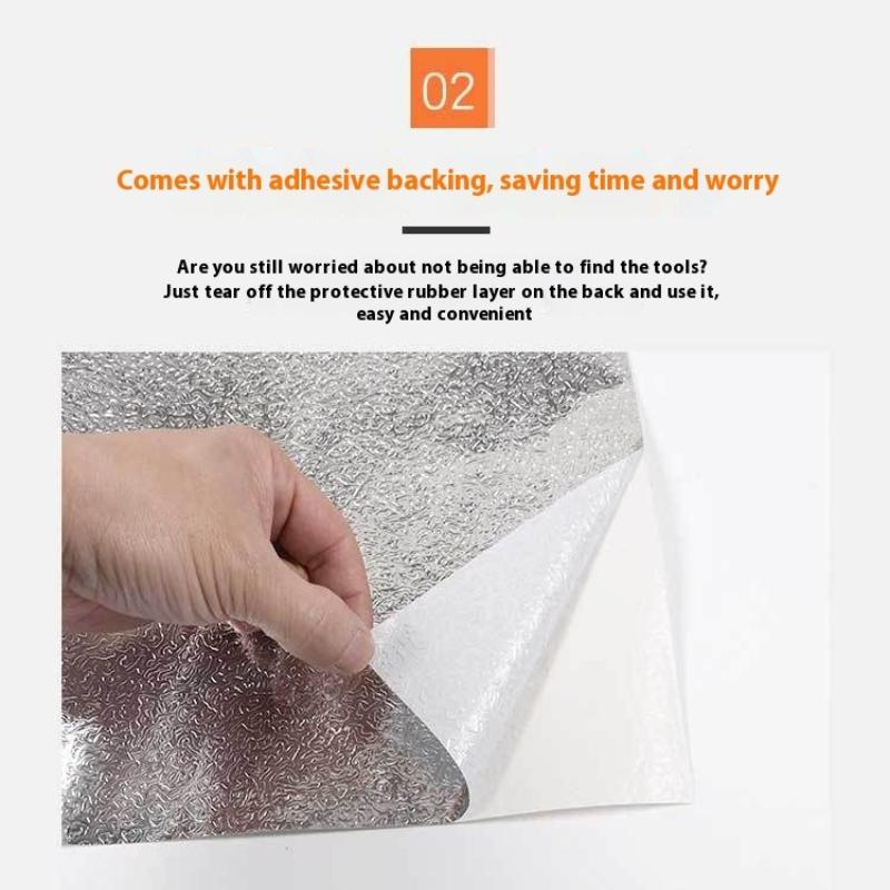 Kitchen Wallpaper Self Adhesive Aluminum Foil Oil Proof Waterproof Stickers For Countertop Drawer Cabinets Shelf Line