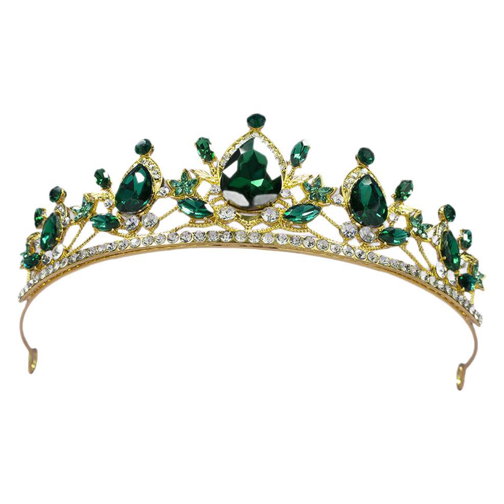 Jewelry Crown Headpiece Queen's Birthday Crown Ball Performance Fashion Alloy Green Wedding Headpiece