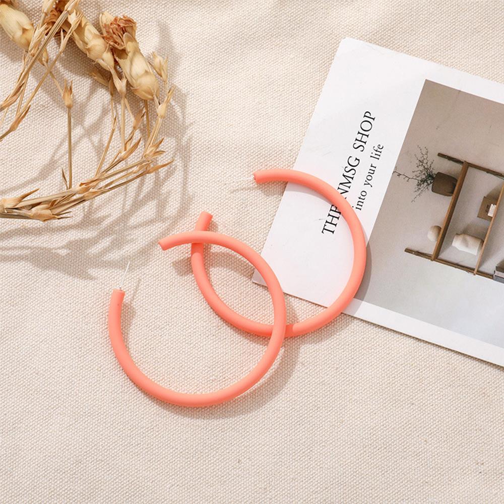 Geometric Round Personality Candy Color C-shaped Hoop Earrings Round Earrings Women Jewelry