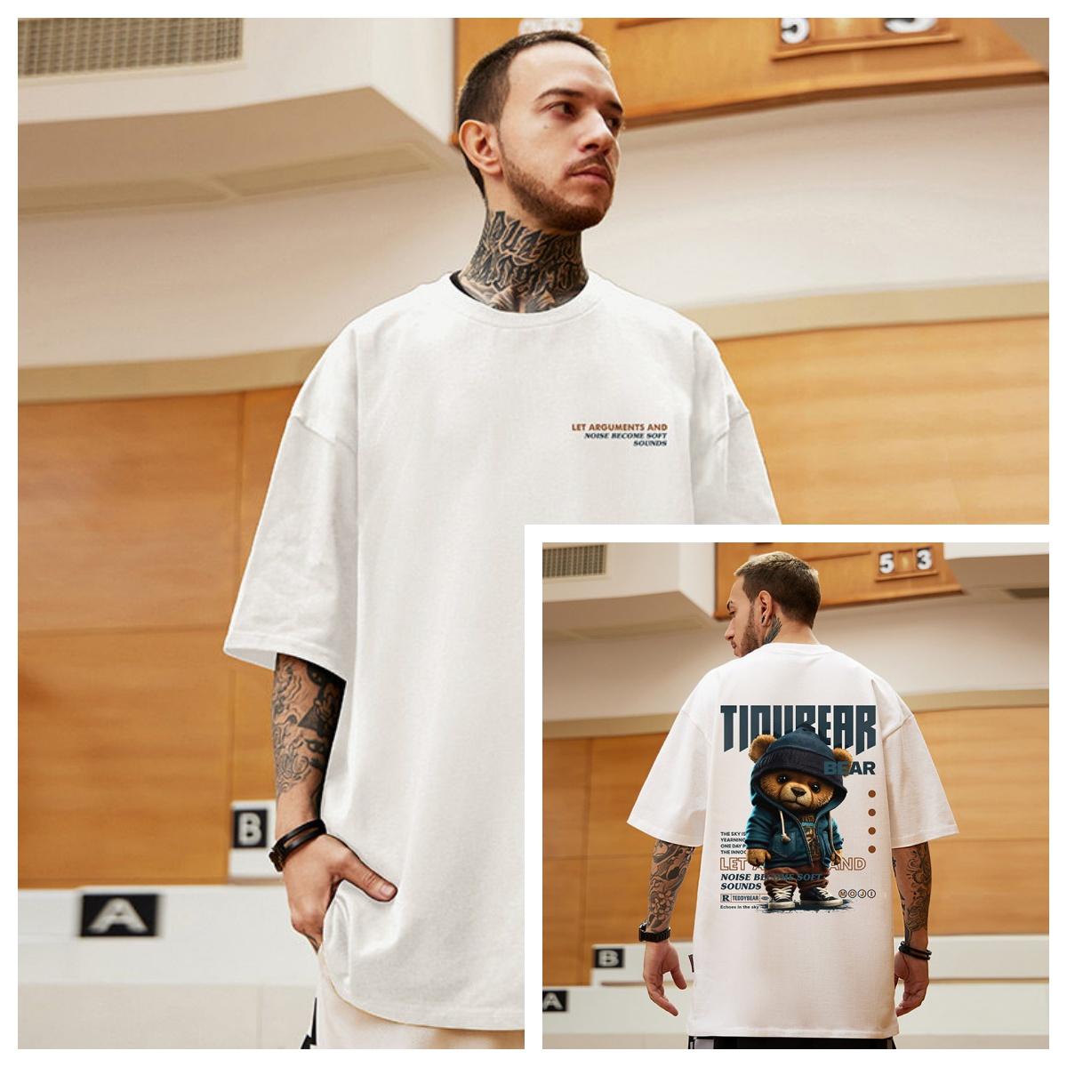 

New Sale Americanstyle Trendy Mens Clothing Bear Shortsleeved Tshirt Halfsleeved Summer Trend 4XL