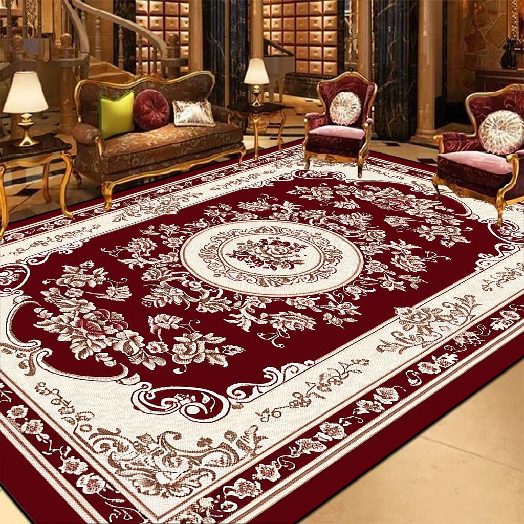 European Style Red Rugs for Living Room Luxury Home Decor Carpet Large Size Non-slip Lounge Rug Bath Absorbent Rugs Customizable