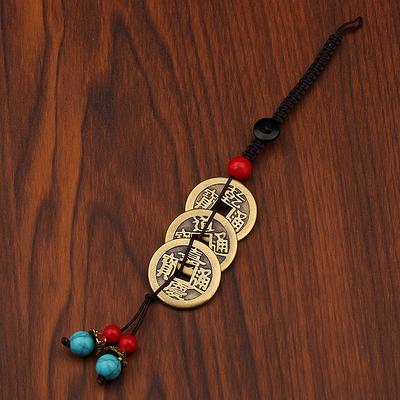 Men and Women Carry Bags, Pendants, Car Creative Keychains, Accessories, Brass Gandao Jia Three Emperors Copper Coins