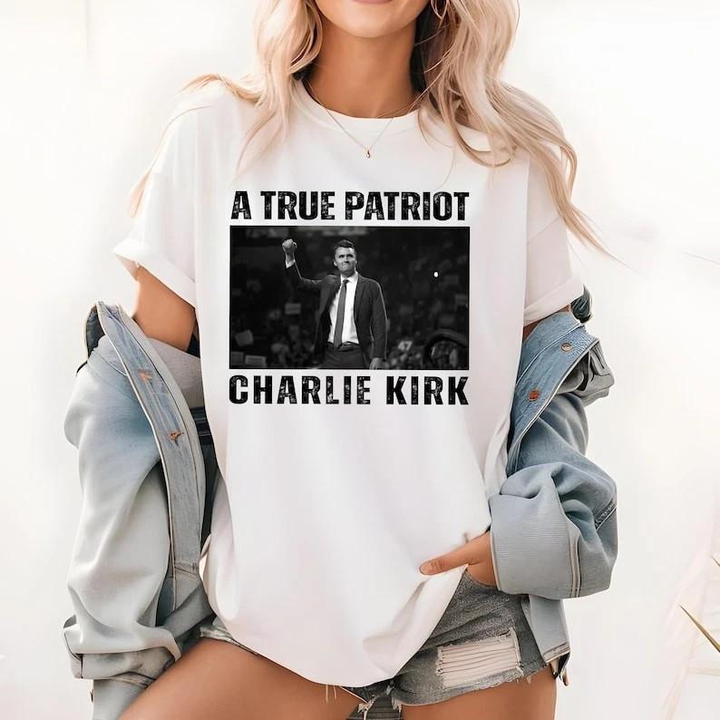 A True Patriot Charlie Kirk Shirt Pray For Charlie Kirk Memorial Tee L