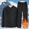 Elderly Men's Fleece-Lined Cotton Jacket & Pant Set - Warm Camel Hair Finish