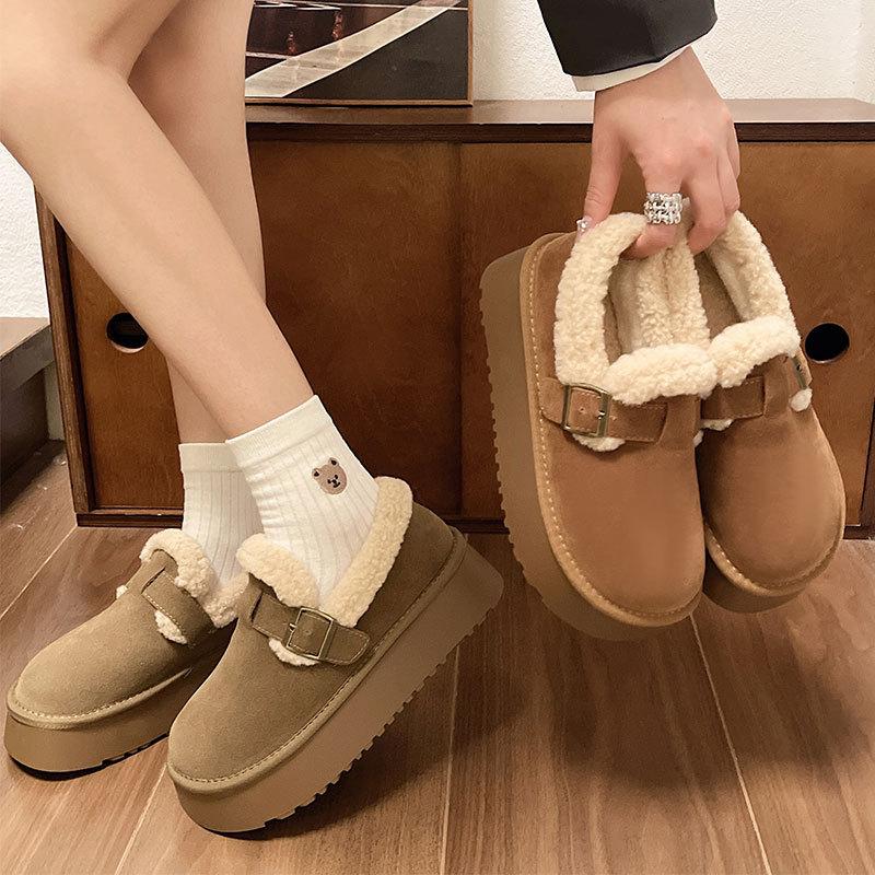 Women's cold-resistant snow boots in the winter of 2025 new retro thick-soled piled thickened warm Boken cotton shoes