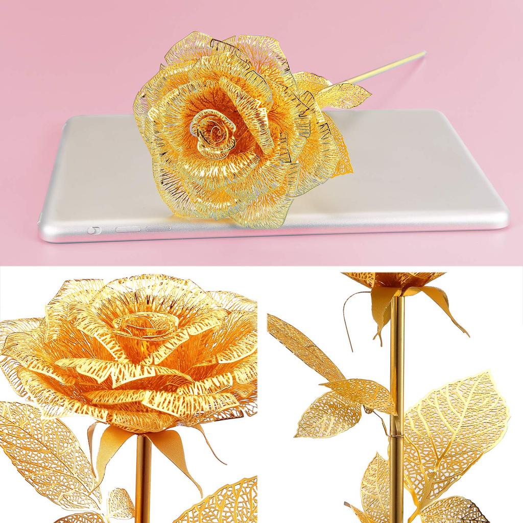 Piececool 3D Metallic Metallic Nano Assembly No Glue Intermediate Ornament Puzzle, Rose, Puzzle, Required, Required, 3-Star Difficulty, Level, Adult,
