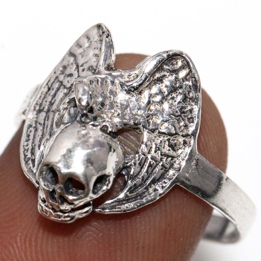 Gothic Skull 925 Silver Plated Ring US 6 One Of A Kind Design Fashion Sale G3r48