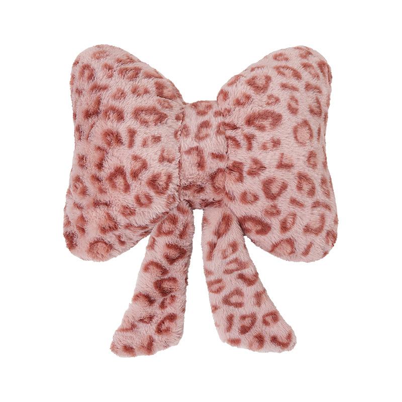 Bow Leopard Print Car Headrest Car Seat Decoration Neck Pillow Protection Pillow Plush Comfortable Seat Cushion Lumbar Support