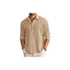 Deelmo Men' Casual Button Down Shirts Long Sleeve Linen Shirt Fashion Textured Beach Summer Shirt