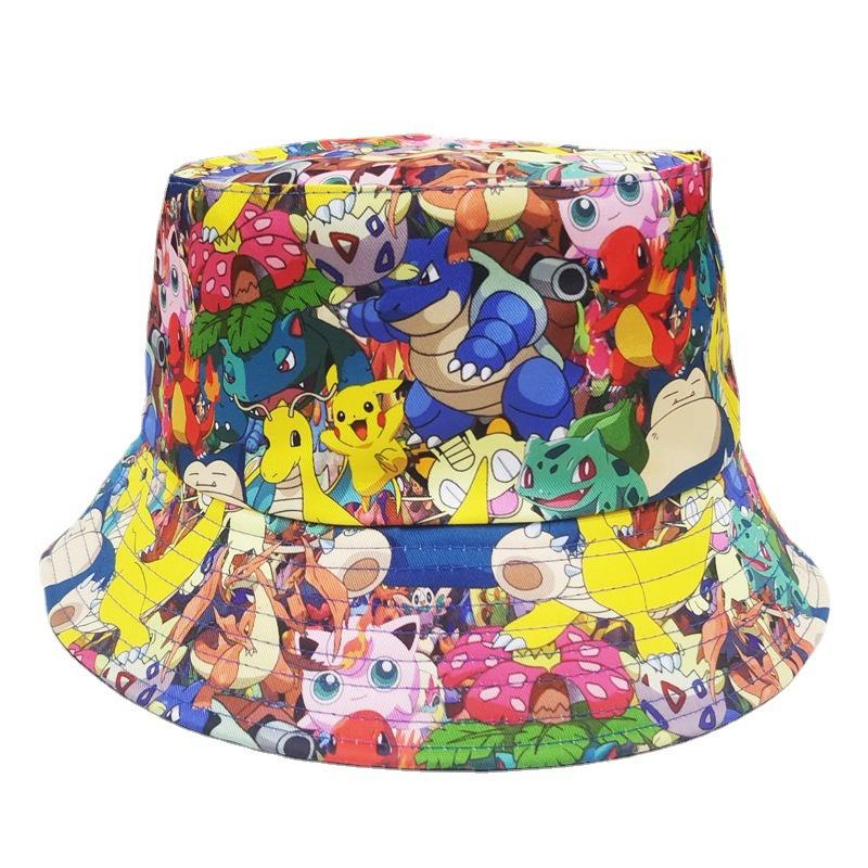 Cartoon Outdoor Pikachu Fisherman Sunshade Matching Hat Net Hat Adult Children