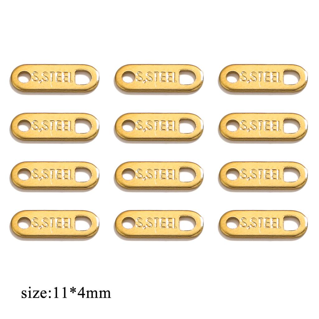 100pcs Stainless Steel Tail Chain Tag Real Gold Electroplated Small Pendant Accessories for Jewelry Making DIY Charms