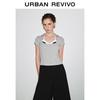 UR Women's Contrast Lace Faux Two-Piece Slim Short T-Shirt