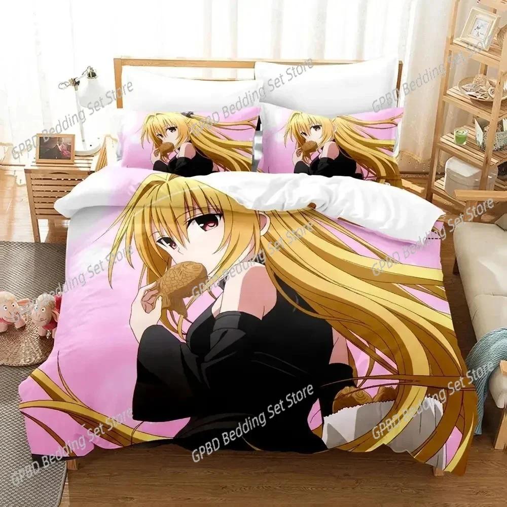 Luxury New 3D Print Anime Yami To LOVE-Ru Bedding Set Duvet Cover Bed Set Quilt Cover Pillowcase King Queen Size Boys Adult