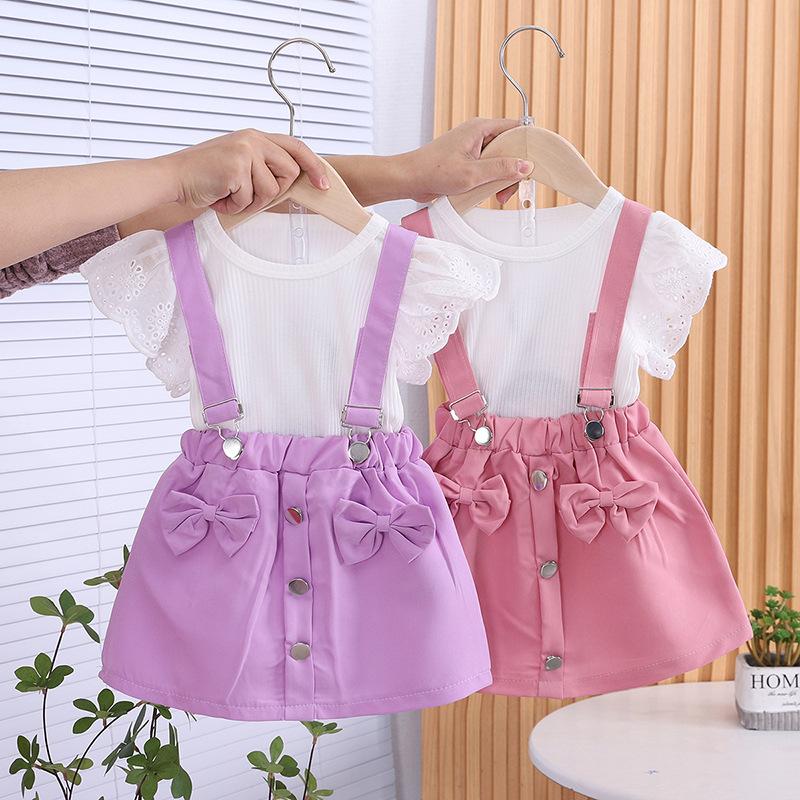 New Summer Baby Clothes Kids Girls Clothing Suit Children T-Shirt Skirt 2Pcs/Sets Toddler Casual Costume Infant Tracksuits