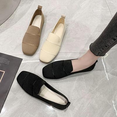 Novos Sapatos Femininos de Verão de Malha com Bico Quadrado Respiráveis Moda Vazados Sapatos Casuais Planos Femininos para Mulheres Zapatos De Mujer