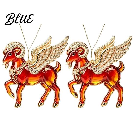 Seasonal Celebration Ornaments 2Pcs 2D Goat Hanging Ornaments Acrylic Winged Pendants Year of Christmas Tree Decor The Auspicious Decorations